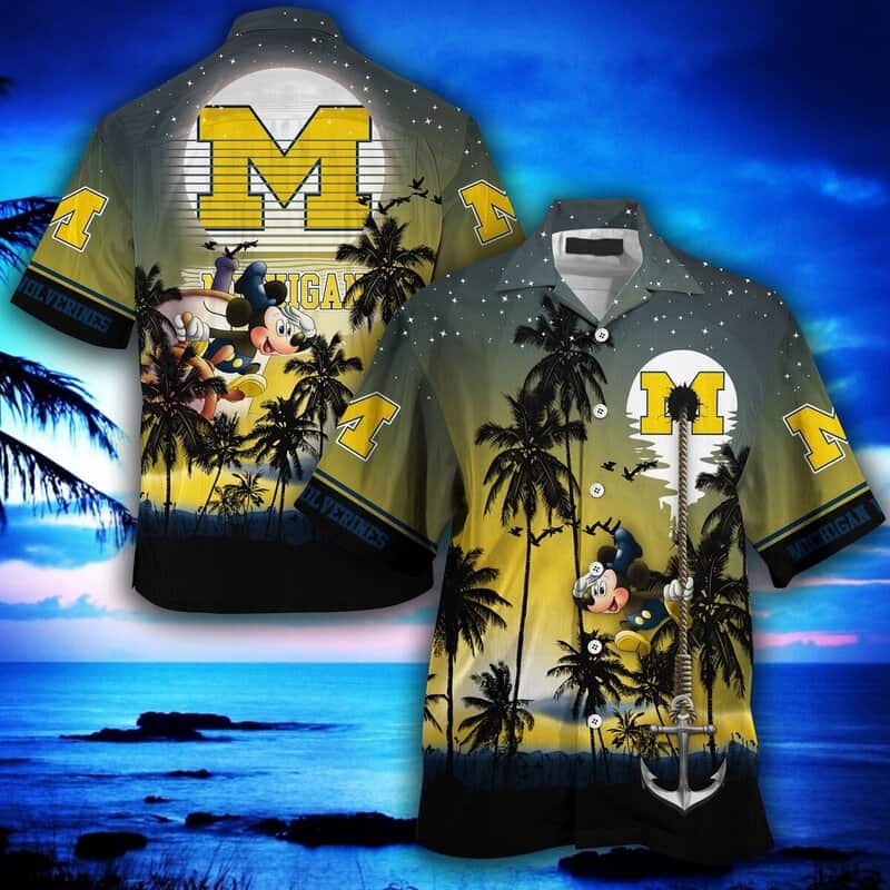 Mickey Mouse NCAA Michigan Wolverines Hawaiian Shirt Beach Gift For Disney Lovers