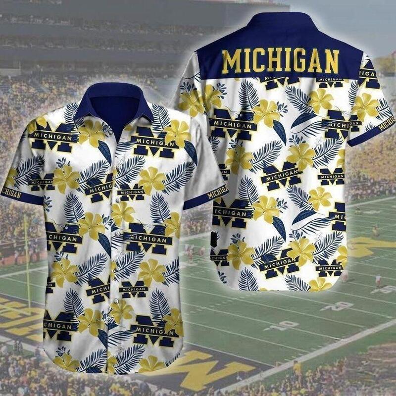 Michigan Wolverines Hawaiian Shirt Tropical Pattern All Over Print