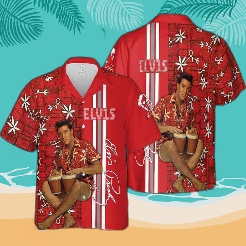 Red Aloha Elvis Presley Hawaiian Shirt Gift For Rock Lovers