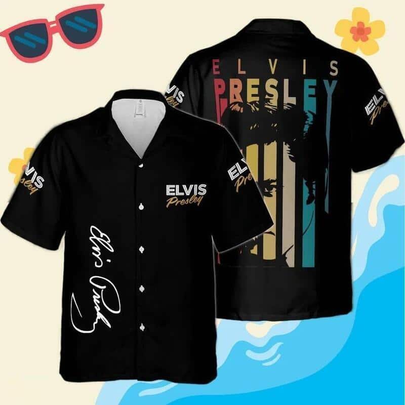 Black Aloha The King Elvis Presley Hawaiian Shirt Gift For Rock Lovers