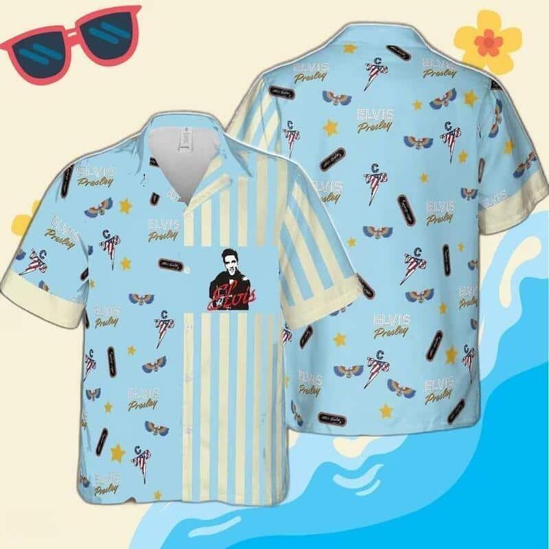 Blue Aloha Elvis Presley Hawaiian Shirt Beach Gift For Rock Lovers