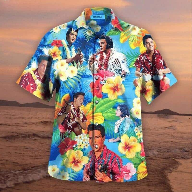 The King Elvis Presley Hawaiian Shirt Hibiscus Flowers Pattern