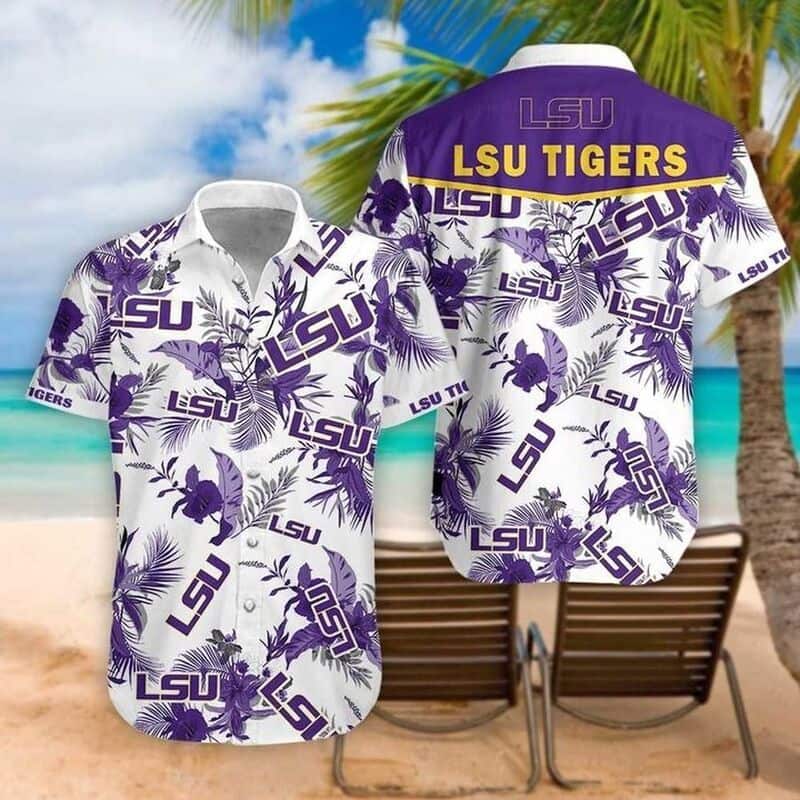 LSU Tigers Hawaiian Shirt Tropical Flower Pattern Beach Gift For Football Fans