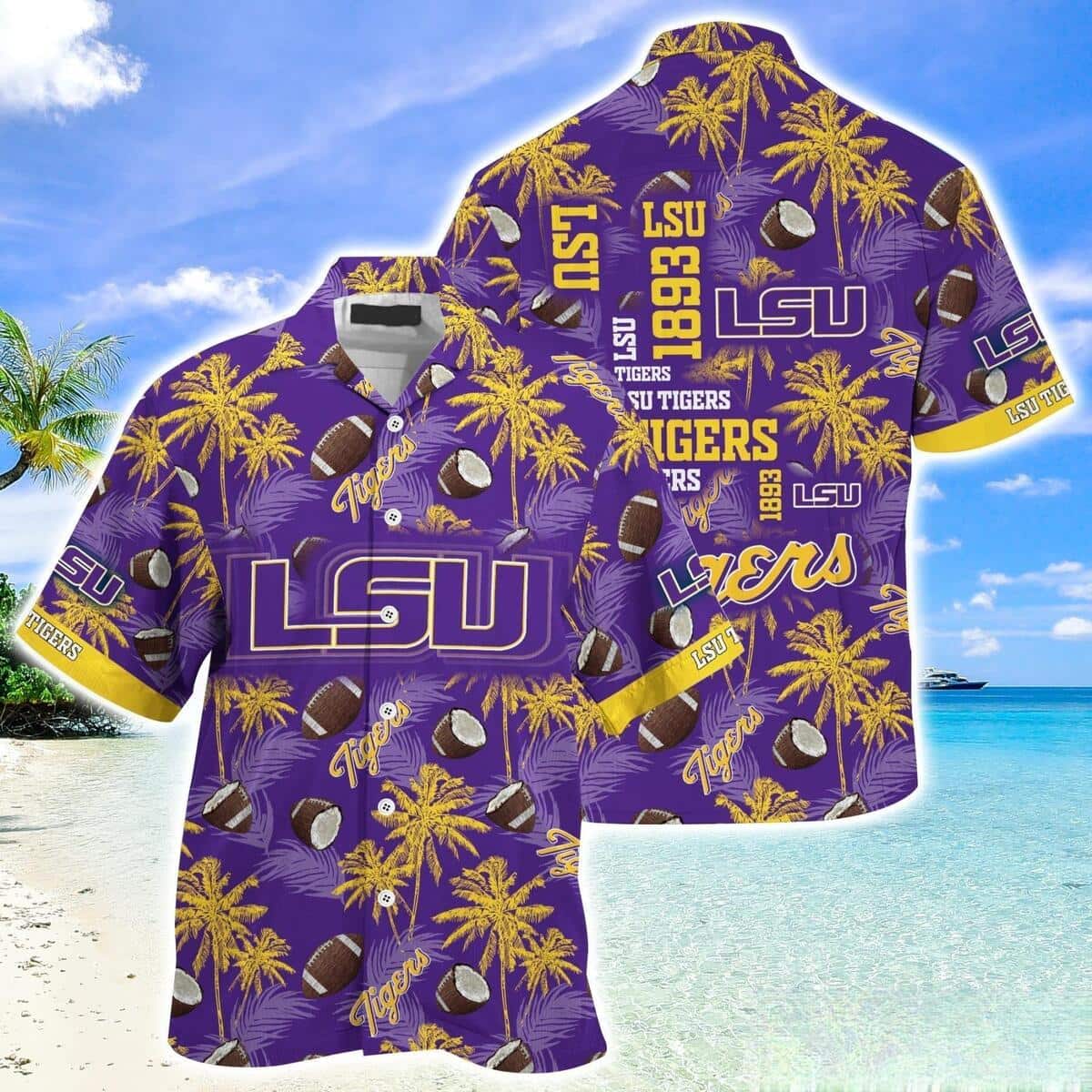 LSU Tigers Hawaiian Shirt Coconut Pattern Summer Beach Gift