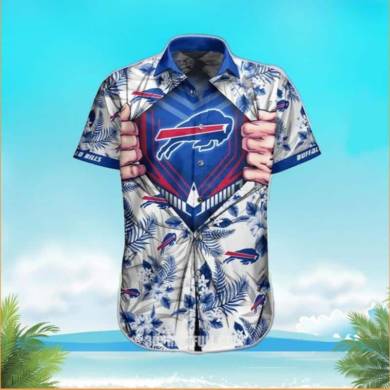 NFL Buffalo Bills Hawaiian Shirt Blue Tropical Flower Beach Gift For Football Players