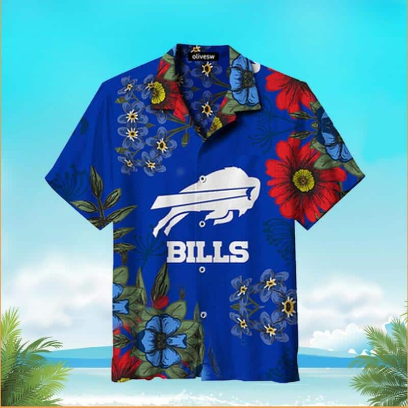 Buffalos Bill Hawaiian Shirt Leaves Tropical Flower Shirt 