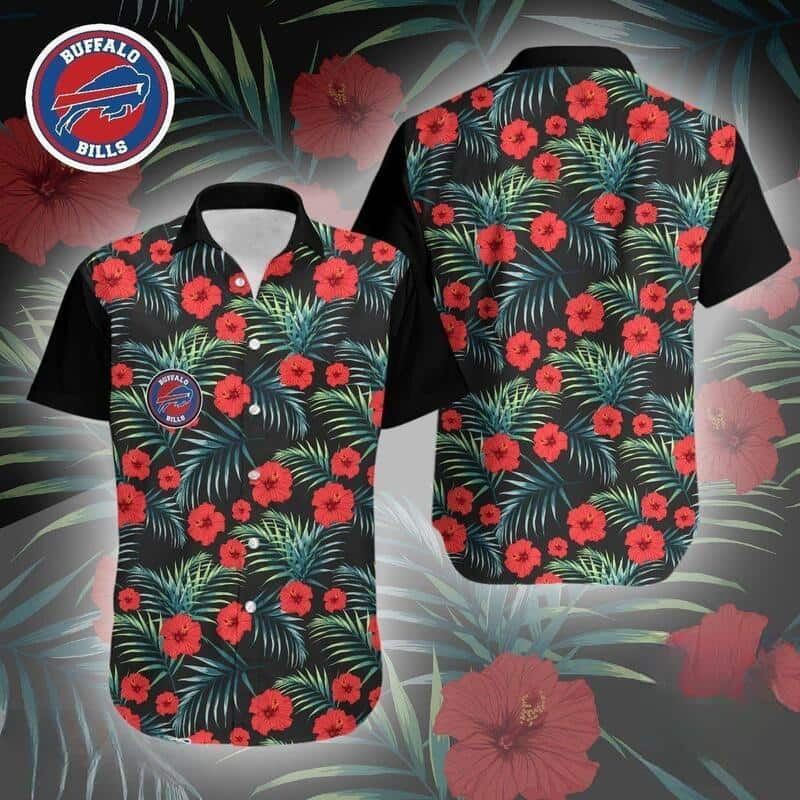 Buffalo Bills Hawaiian Shirt Pattern Black Blue Red Buffalo Bills