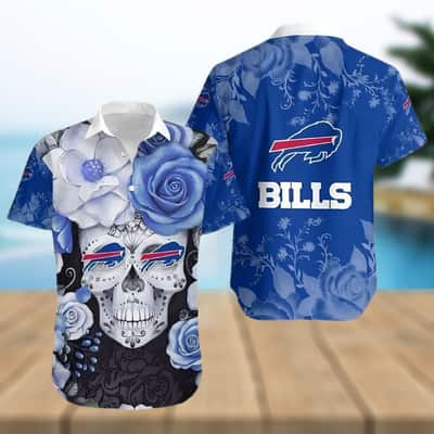 Buffalo Bills Hawaiian Shirt Skull Flower Pattern Gift For Football Players