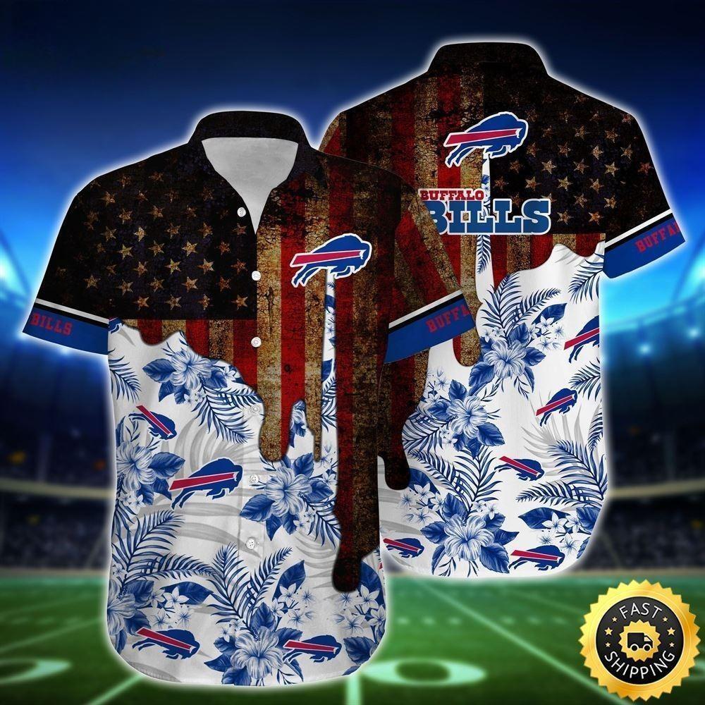 NFL Buffalo Bills Hawaiian Shirt Vintage US Flag Beach Gift For Friend