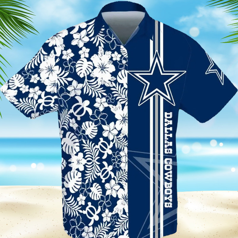 Dallas Cowboys Hawaiian Shirt Flower And Turtle Pattern Summer Beach Gift