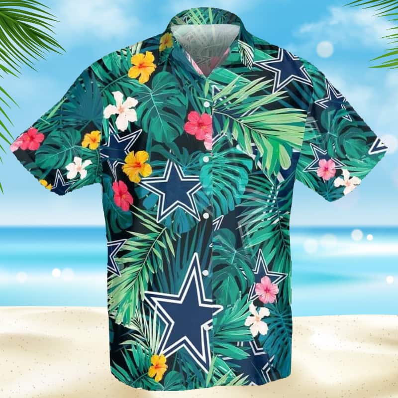 Dallas Cowboys Hawaiian Shirt Tropical Palm Leaves Gift For Football Players