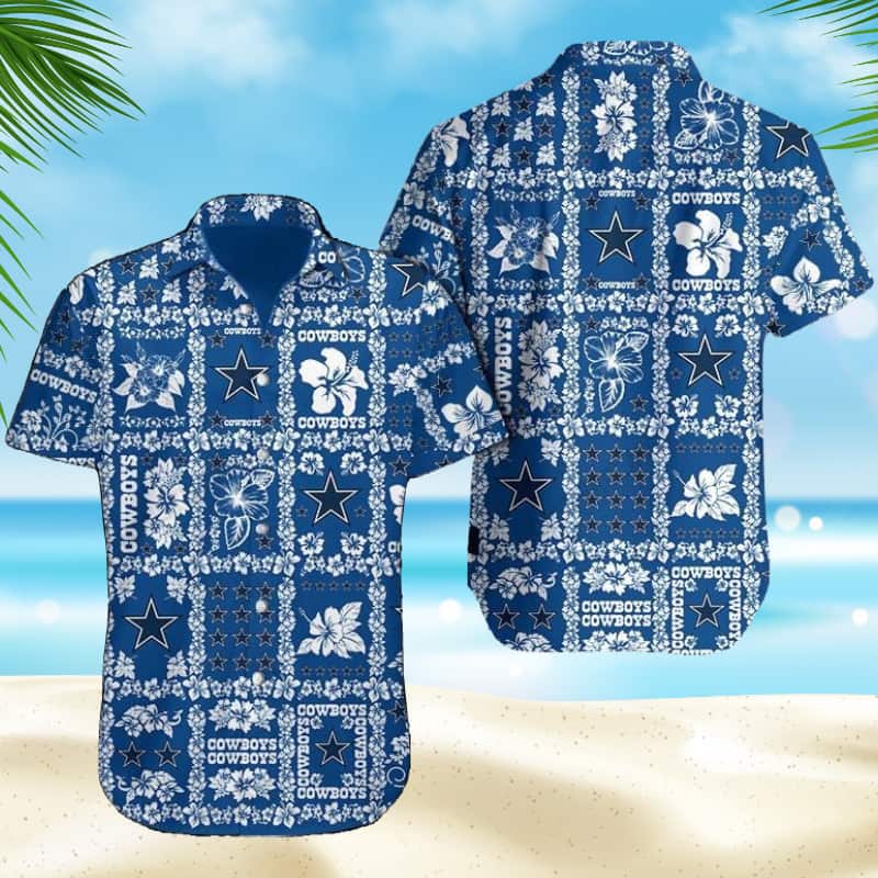 Dallas Cowboys Hawaiian Shirt Hibiscus Flowers Pattern Gift For Beach Trip