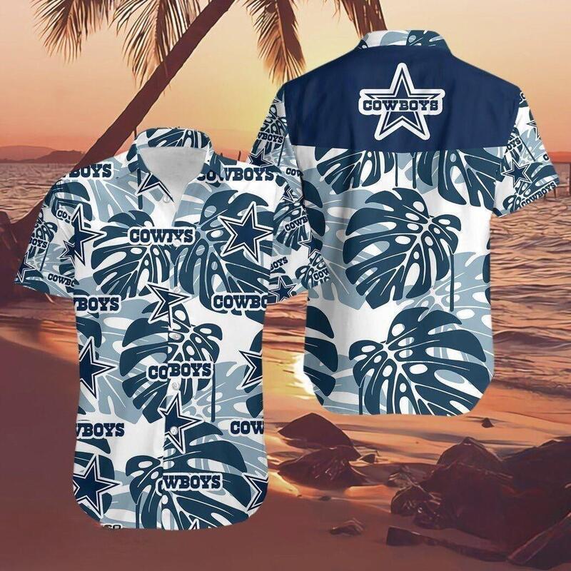 Dallas Cowboys Hawaiian Shirt Palm Leaf Pattern All Over Print
