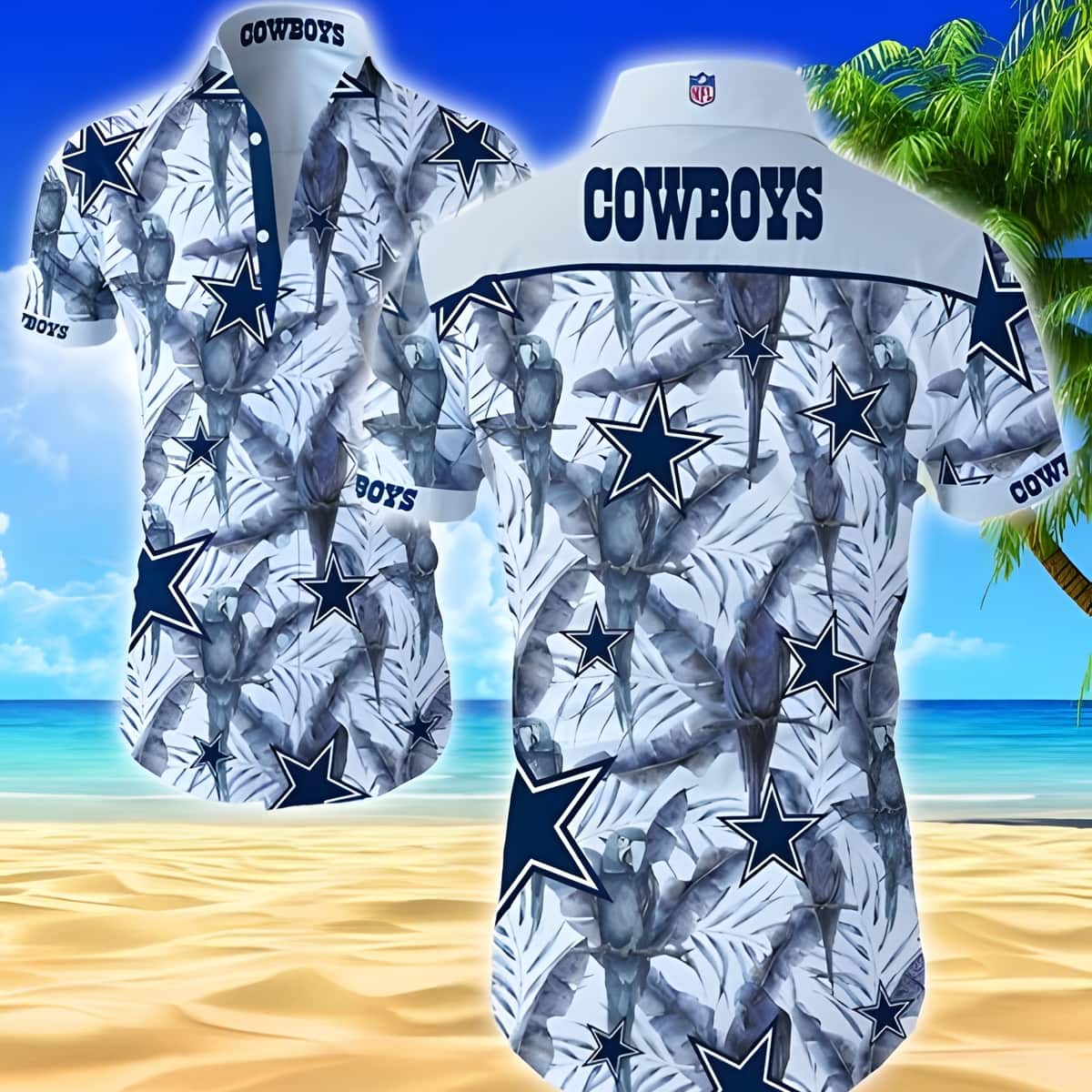 Dallas Cowboys Hawaiian Shirt Tropical Flower Pattern Beach Lovers Gift
