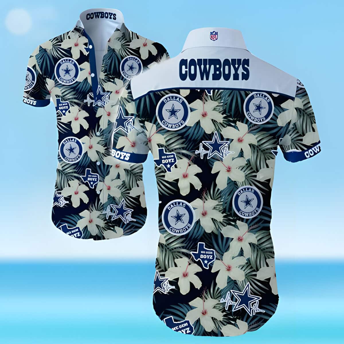 Dallas Cowboys Hawaiian Shirt Hibiscus Flowers Pattern All Over Print
