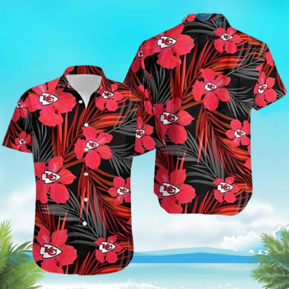 Kansas City Chiefs Hawaiian Shirt Red Hibiscus Flowers Pattern