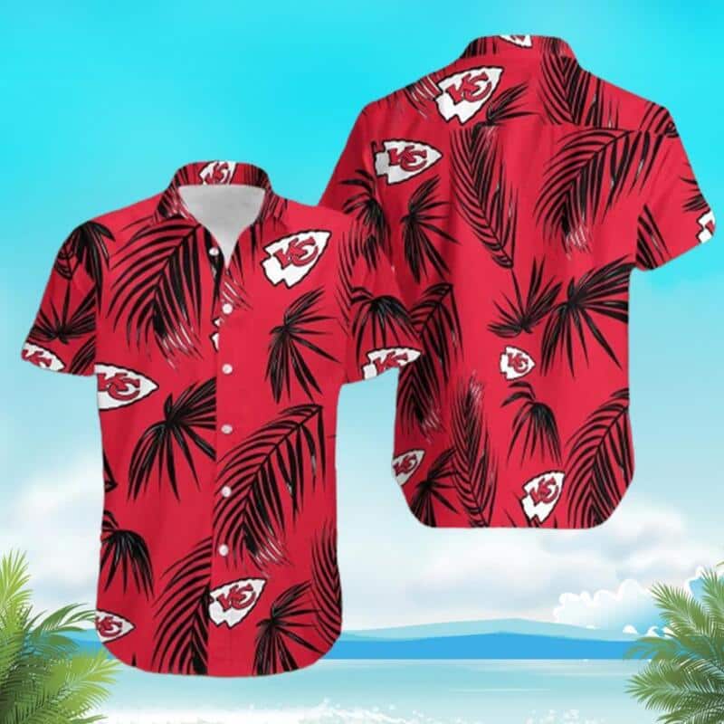 Kansas City Chiefs Hawaiian Shirt Tropical Palm Leaves On Red Theme