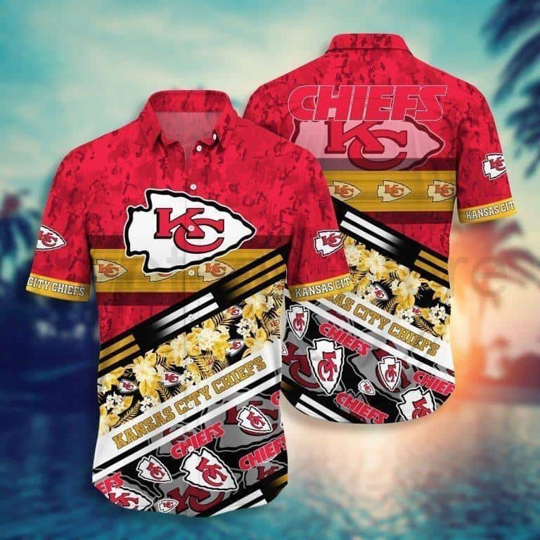 NFL Kansas City Chiefs Hawaiian Shirt Tropical Palm Leaves