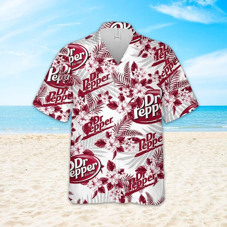 Dr Pepper Beer Hawaiian Shirt Tropical Flower Pattern Practical Beach Gift