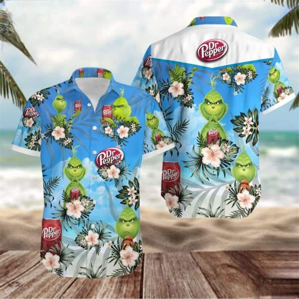 Funny Grinch Dr Pepper Hawaiian Shirt Beach Gift For Beer Lovers