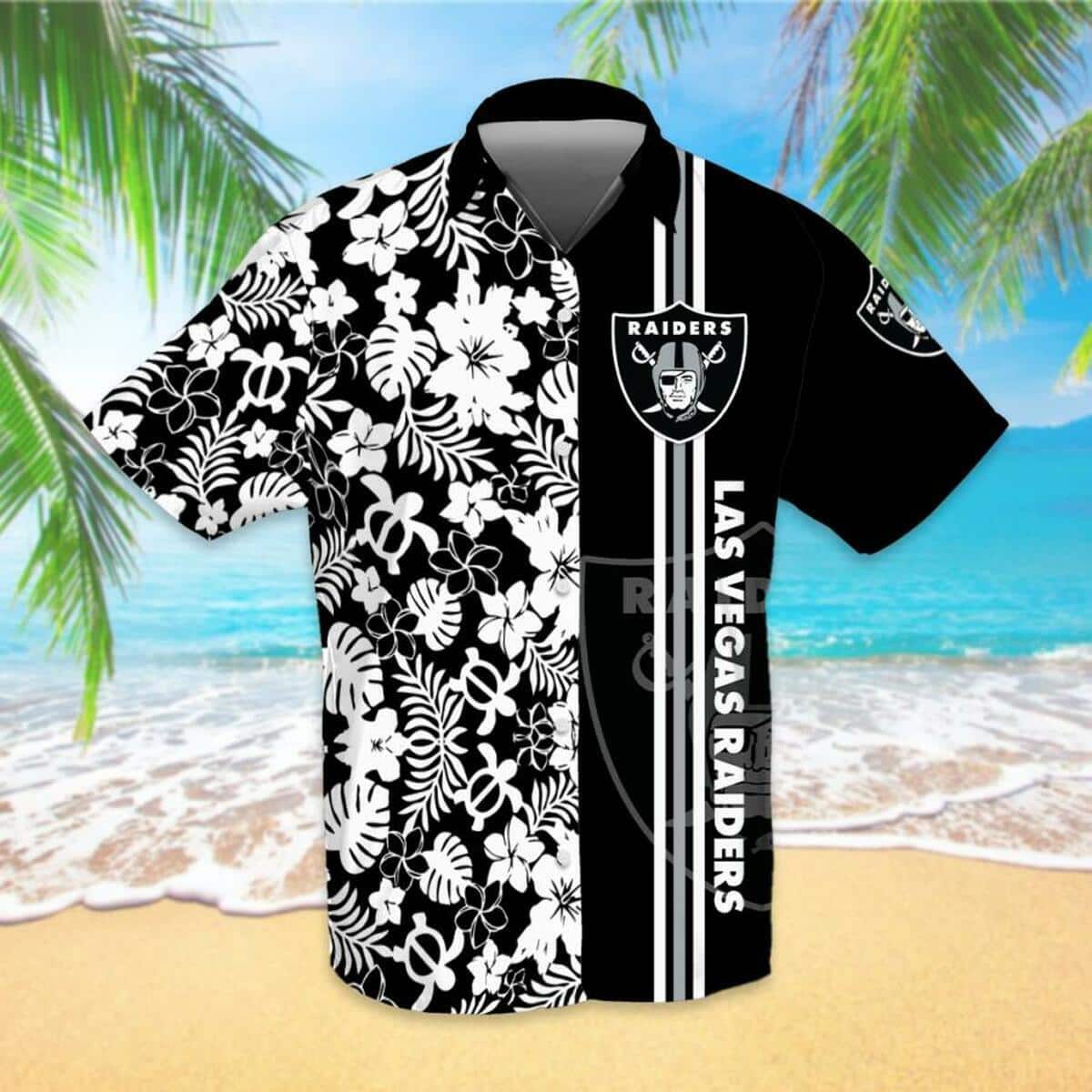 Las Vegas Raiders Hawaiian Shirt Tropical Turtle Pattern Beach Lovers Gift