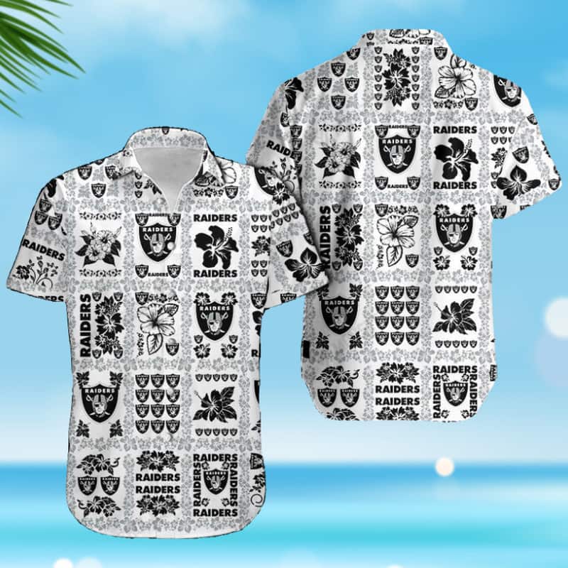 NFL Las Vegas Raiders Hawaiian Shirt Hibiscus Pattern Beach Gift For Him