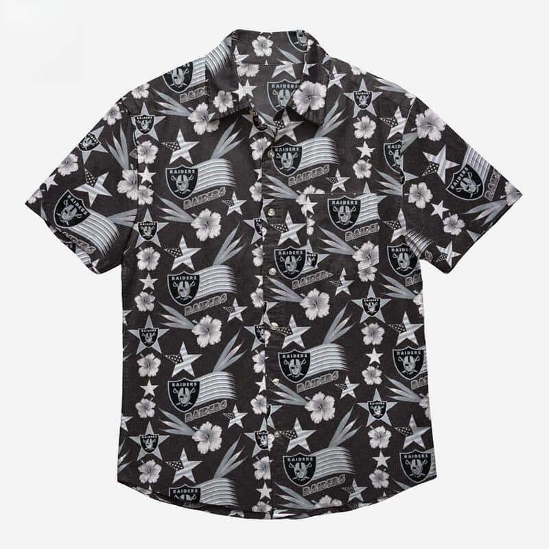 Las Vegas Raiders Hawaiian Shirt Tropical Flower Pattern