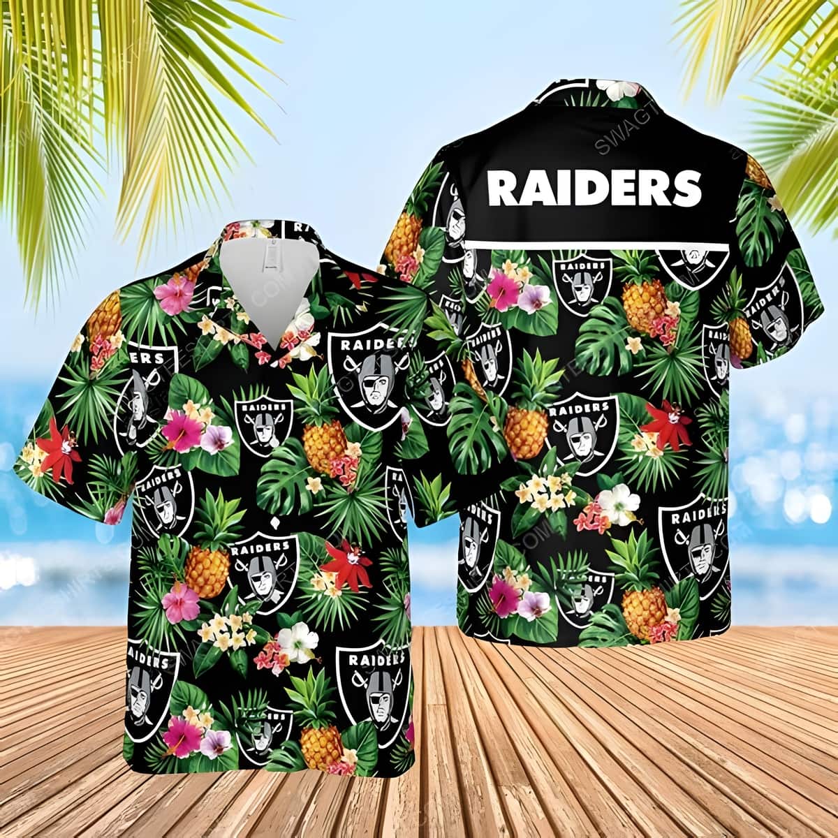 Las Vegas Raiders Hawaiian Shirt Pineapple Pattern Beach Gift For Him