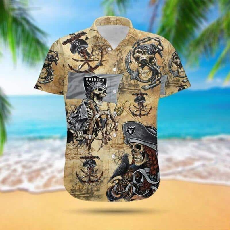 Las Vegas Raiders Hawaiian Shirt Pirates Skull All Over Print