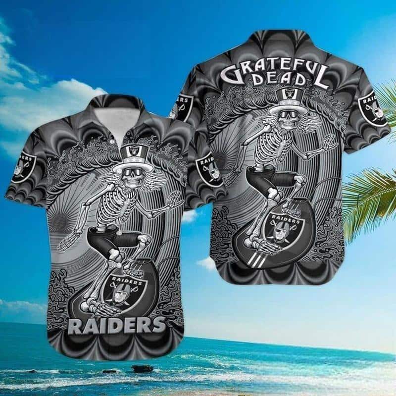 NFL Las Vegas Raiders Hawaiian Shirt Skeleton Grateful Dead