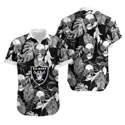 Las Vegas Raiders Hawaiian Shirt Coconut Leaves And Skulls
