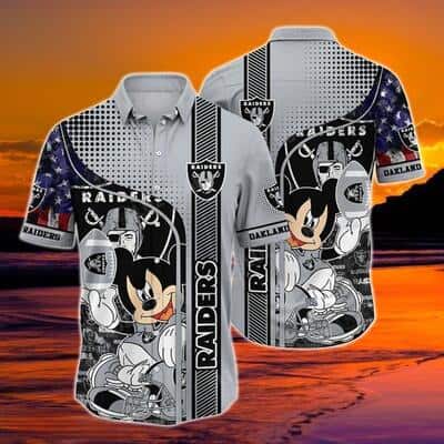 Disney Mickey NFL Las Vegas Raiders Hawaiian Shirt Gift For Football Fans