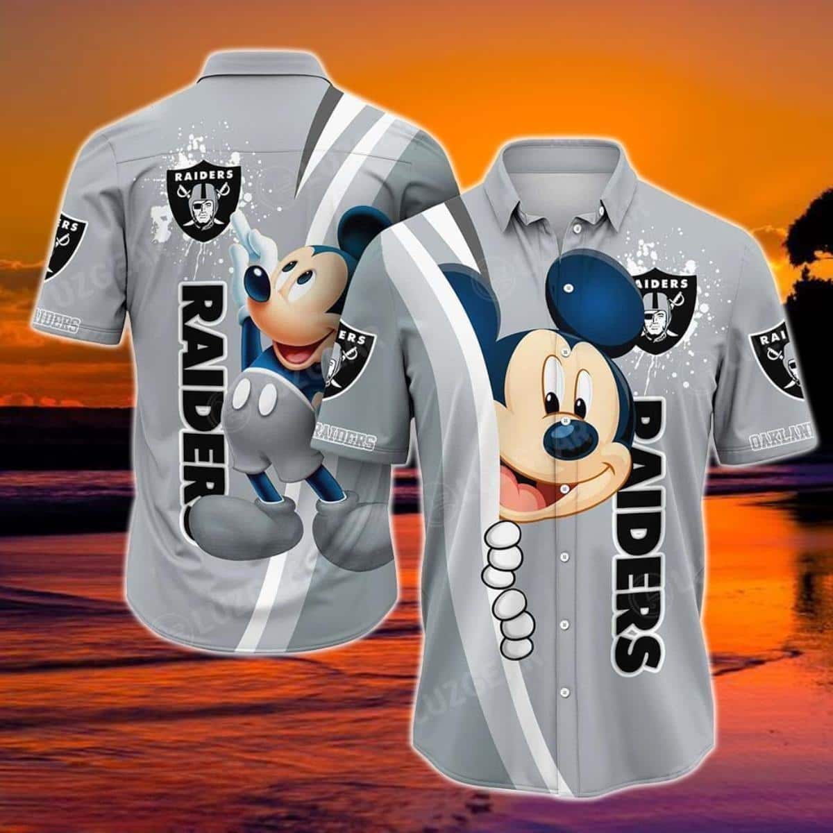 Las Vegas Raiders Hawaiian Shirt Mickey Mouse Disney All Over