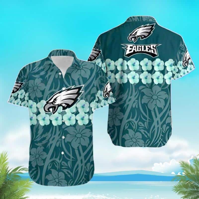 Philadelphia Eagles Hawaiian Shirt Hibiscus Flower Summer Beach Gift