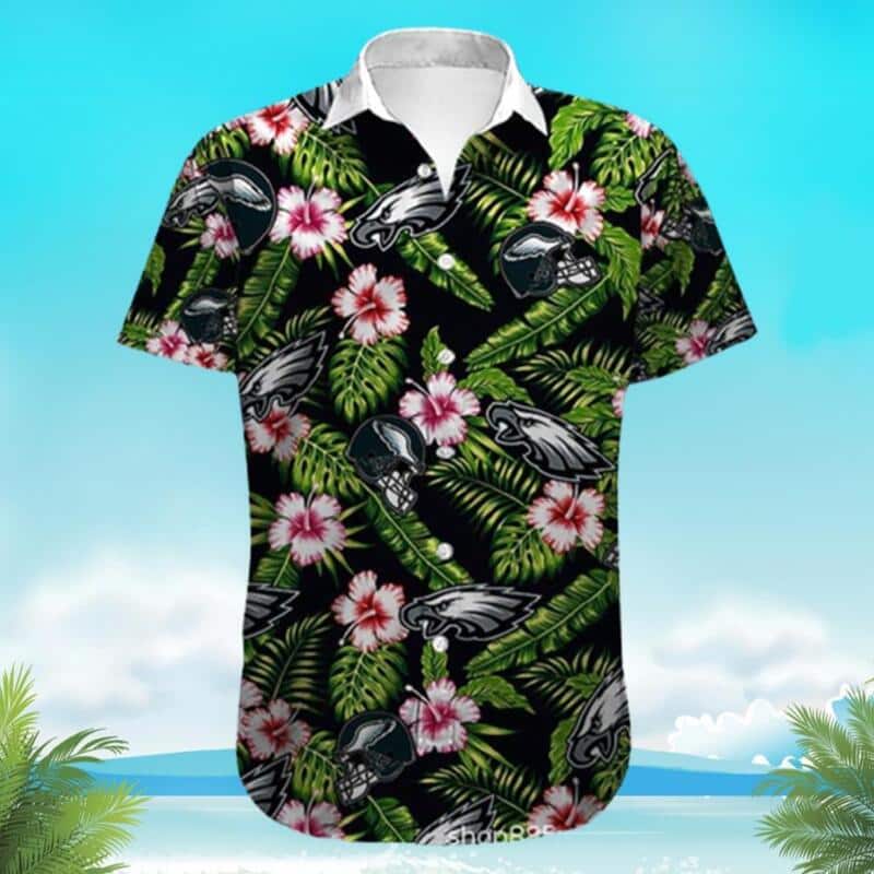 NFL Philadelphia Eagles Hawaiian Shirt Hibiscus Flower Pattern Beach Gift For Dad