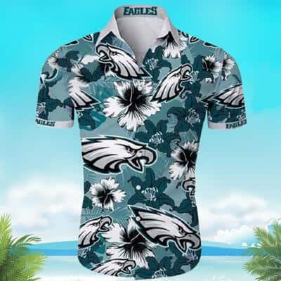 Philadelphia Eagles Hawaiian Shirt Hibiscus Flower Pattern Beach Lovers Gift