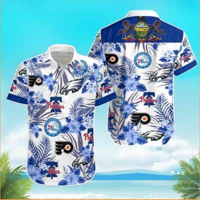 76ers Phillies Philadelphia Eagles Hawaiian Shirt Best Beach Gift