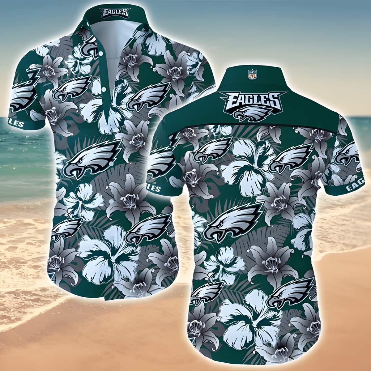 NFL Philadelphia Eagles Hawaiian Shirt Hibiscus Pattern All Over Print