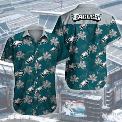 Philadelphia Eagles Hawaiian Shirt Hibiscus Pattern Gift For NFL Fans