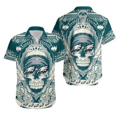 Horror Skull With NFL Philadelphia Eagles Hawaiian Shirt