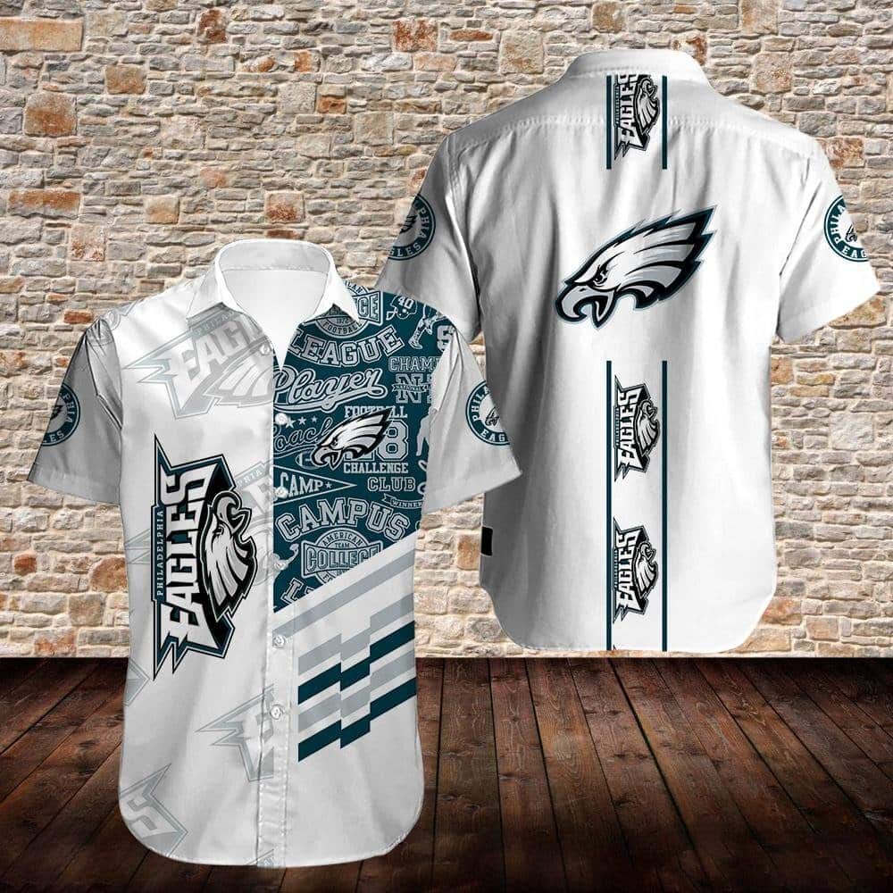 White Aloha NFL Philadelphia Eagles Hawaiian Shirt Gift For Football Fans