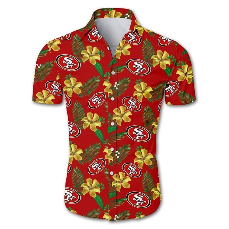 NFL San Francisco 49ers Hawaiian Shirt Tropical Flower Pattern