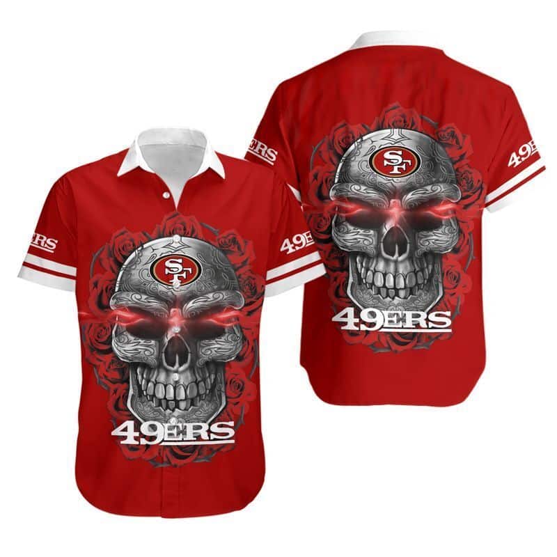 Red Aloha Sugar Skull NFL San Francisco 49ers Hawaiian Shirt