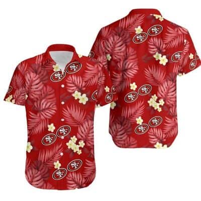 NFL San Francisco 49ers Hawaiian Shirt Palm Leaves And Flowers Pattern