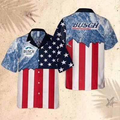 Busch Light Hawaiian Shirt American Flag Beach Gift For Beer Drinkers