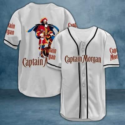 White Captain Morgan Baseball Jersey Gift For Sports Dad