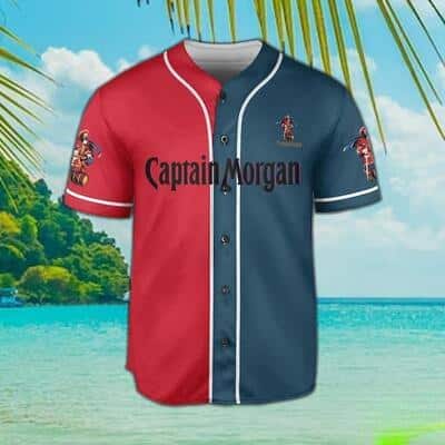 Red And Navy Split Captain Morgan Baseball Jersey