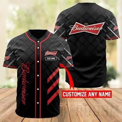 Personalized Black Budweiser Beer Baseball Jersey Custom Name