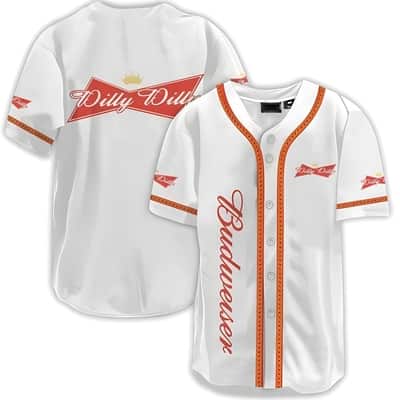 White Dilly Dilly Budweiser Baseball Jersey Gift For Him