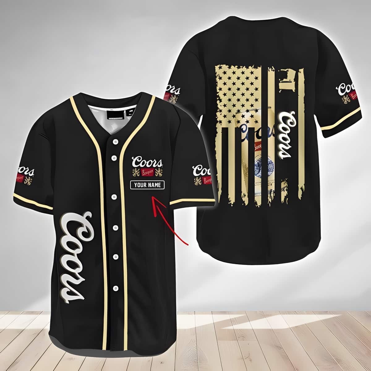 Personalized USA Flag Coors Banquet Baseball Jersey Custom Name
